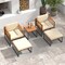 Costway 5 PCS Acacia Wood Patio Furniture Set with Ottomans Soft Cushions & Coffee Table